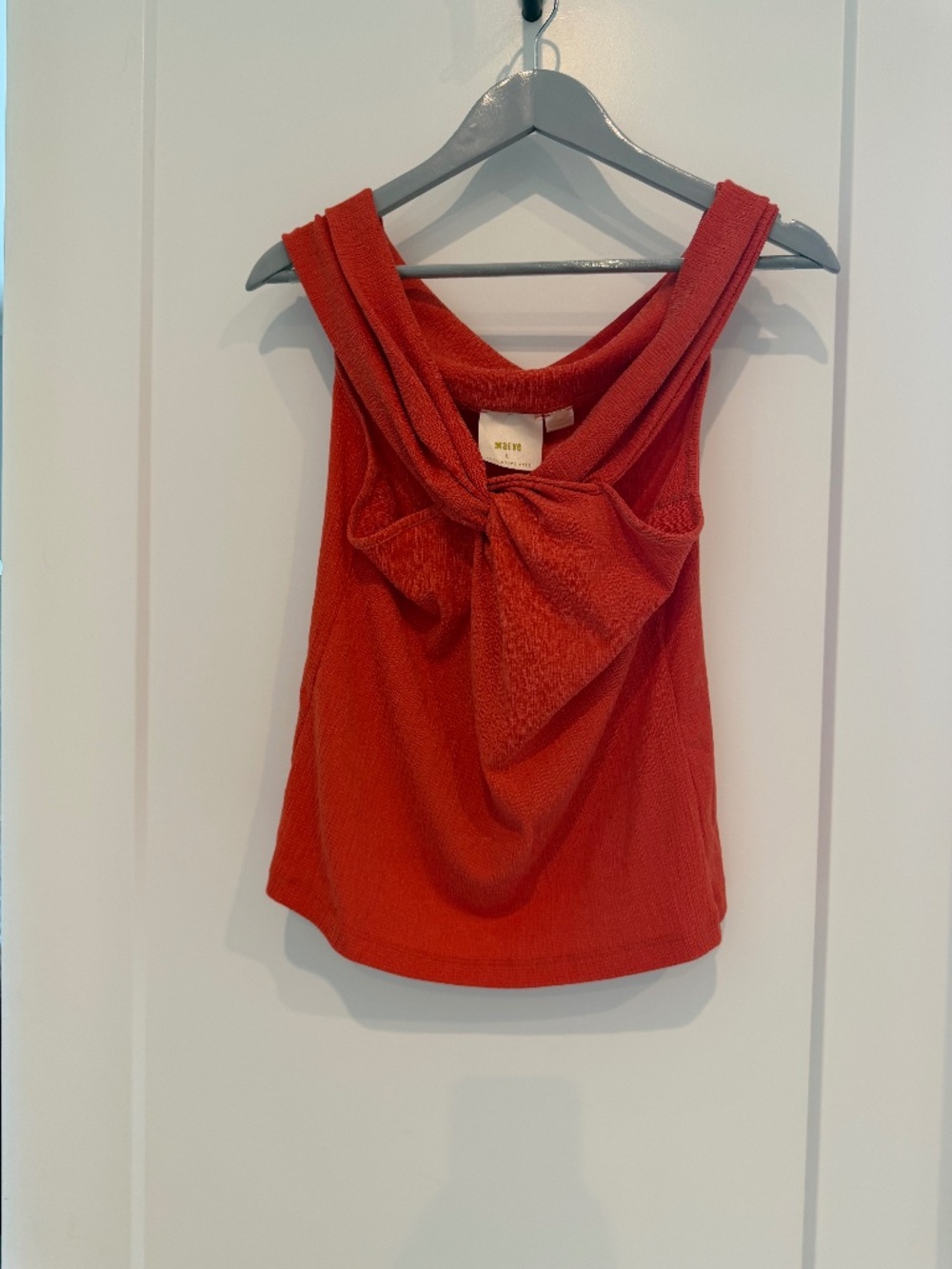 Anthropologie Maeve Orange Sleeveless Top Drape Shoulder Large